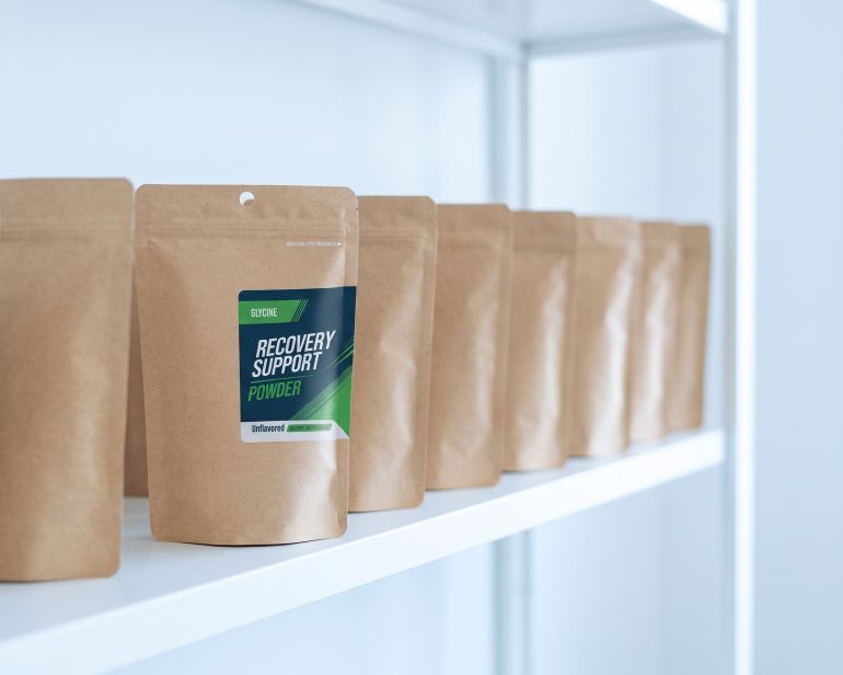 Scientific Blends products stocked on a shelf